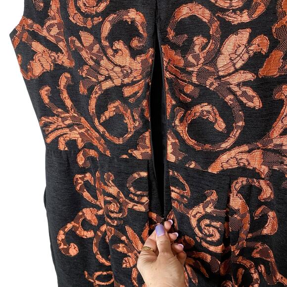 Yoana Baraschi Anthropologie Mirissa Dress Black Copper Fit Flare Lace size 12 - Picture 7 of 7